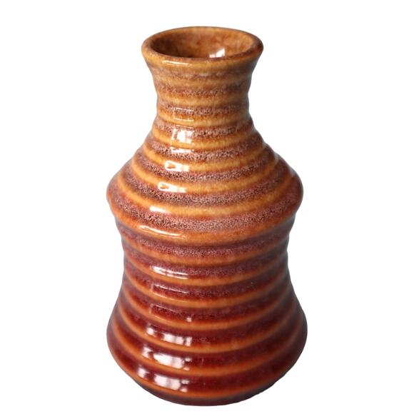 Vintage Brown Ombre Studio Pottery Stoneware Small Bud Vase Glazed 5.5" - Picture 1 of 4